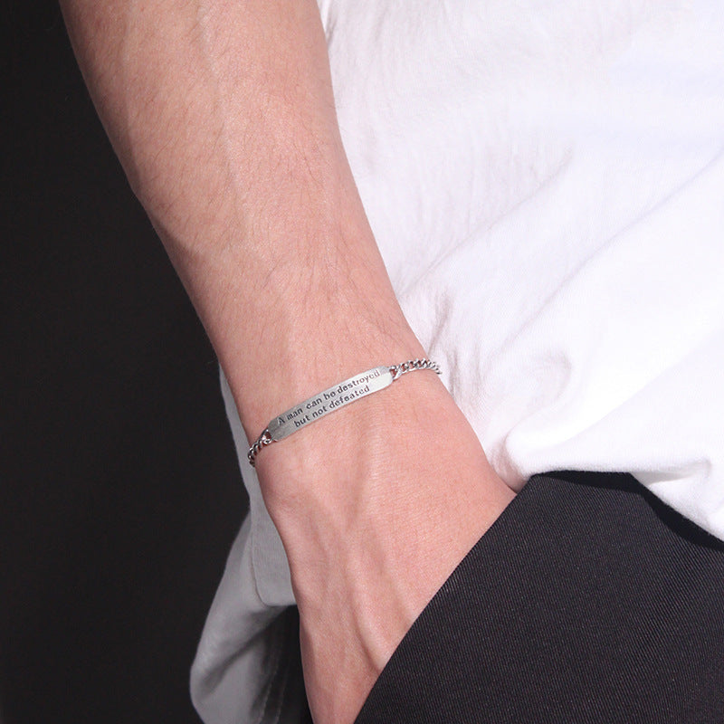Men's Inspirational Strength Bracelet – Vintage Silver Tone